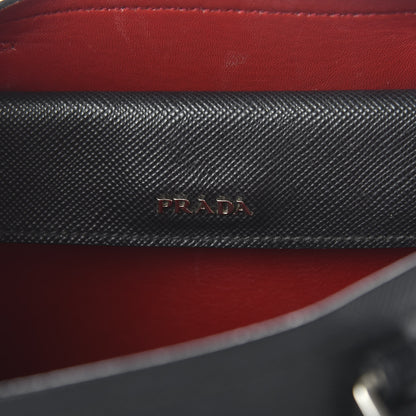 Prada Saffiano Cuir Medium Double Handle Tote Black Fuoco 10 of 11