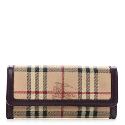 Burberry Haymarket Check Penrose Continental Wallet Burgundy 1 of 10