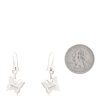 Gucci Sterling Silver Trademark Butterfly Drop Earrings 2 of 4