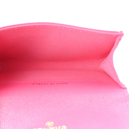 Chanel Caviar Quilted Flap Card Holder Wallet Pink 5 of 9