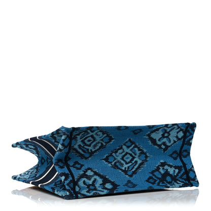 Christian Dior Canvas Embroidered Paisley Medium Book Tote Blue Multicolor 4 of 9