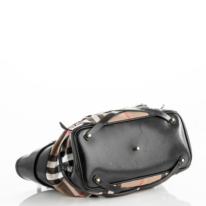 Burberry House Check Bridle Calfskin Medium Lynher Tote Black 4 of 9