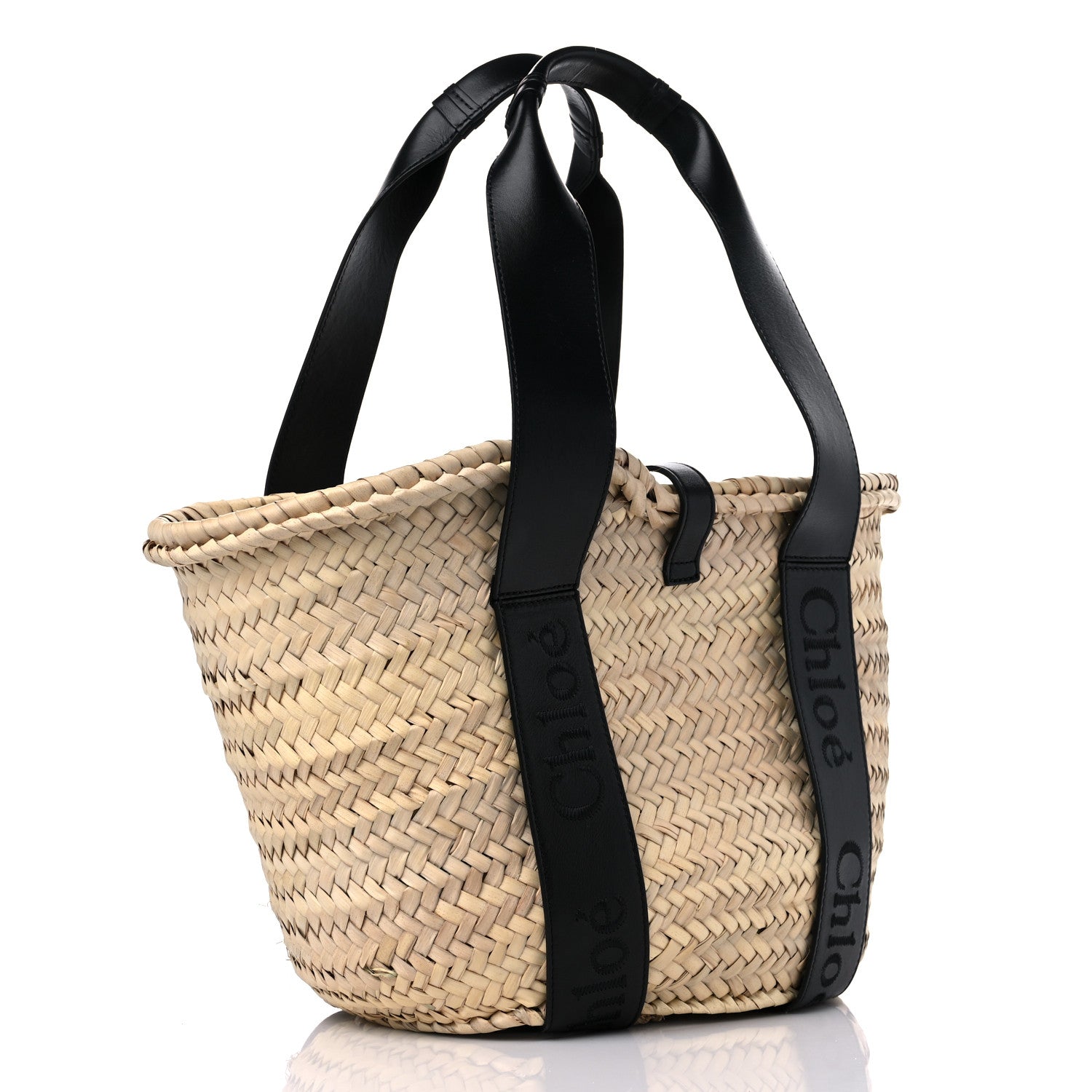 Chloe Raffia Smooth Calfskin Medium Sense Basket Black 3 of 10