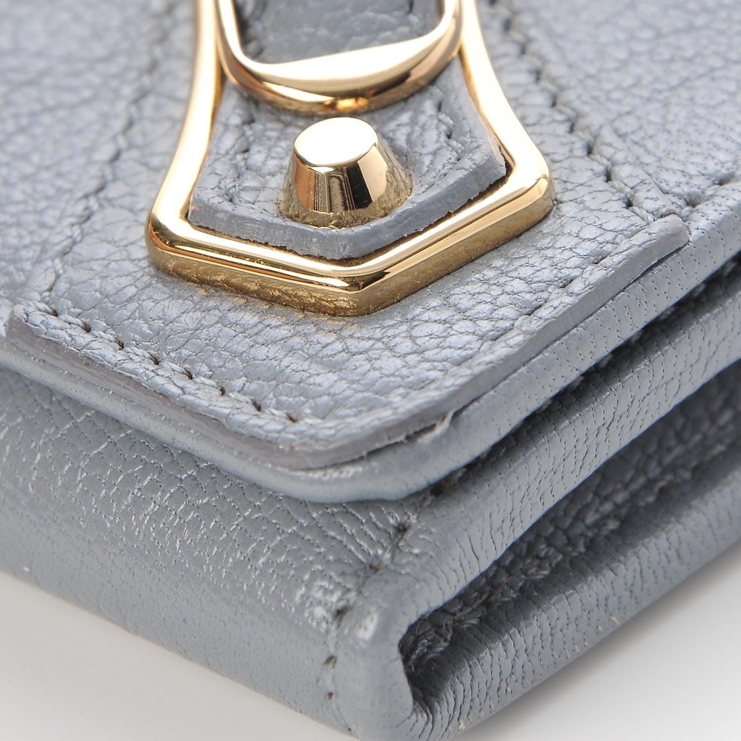 Balenciaga Chevre Gold Metallic Edge Hardware Continental Flap Wallet Bleu Acier 7 of 8