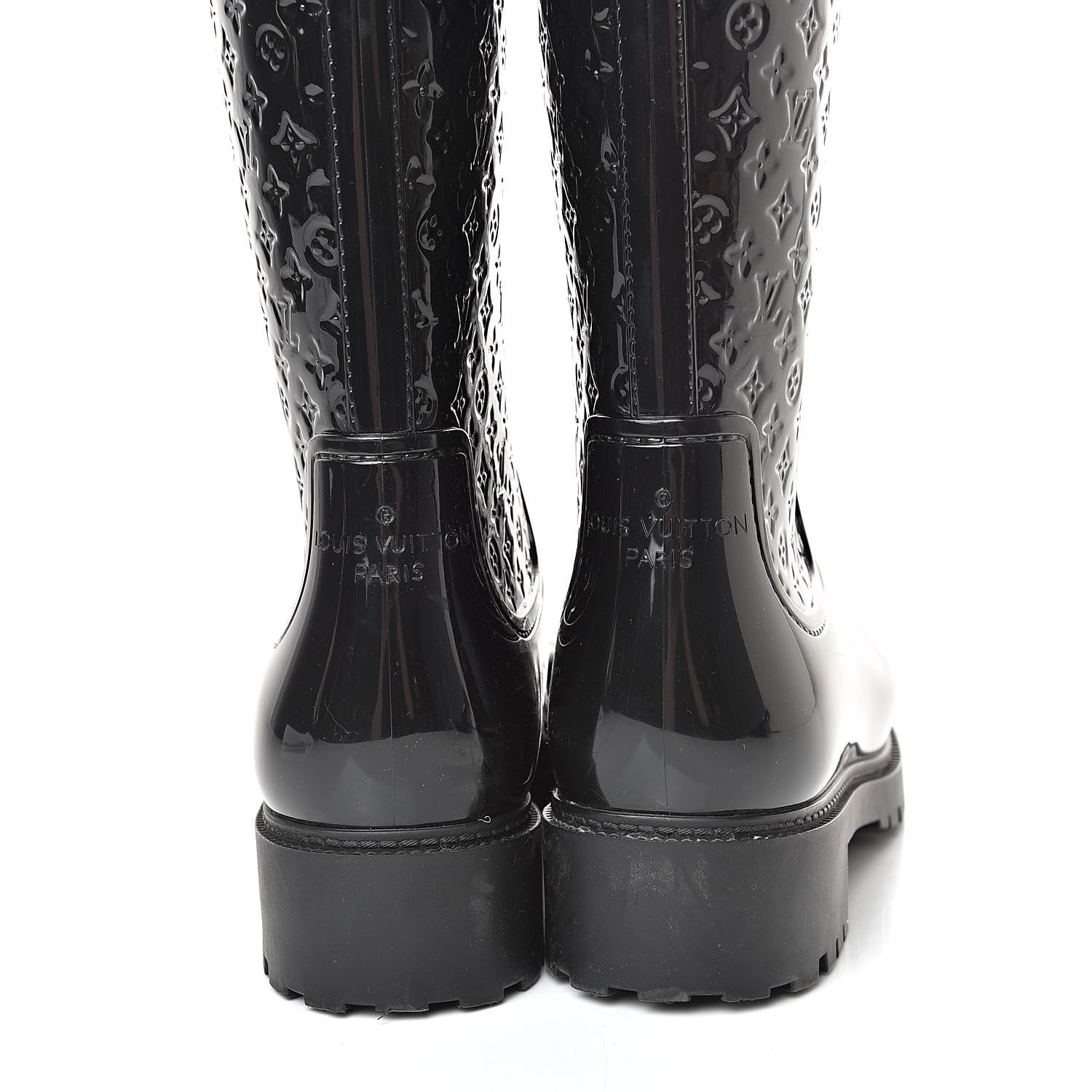 Louis Vuitton Rubber Embossed Monogram Splash Rain Boots 37 Black 8 of 13