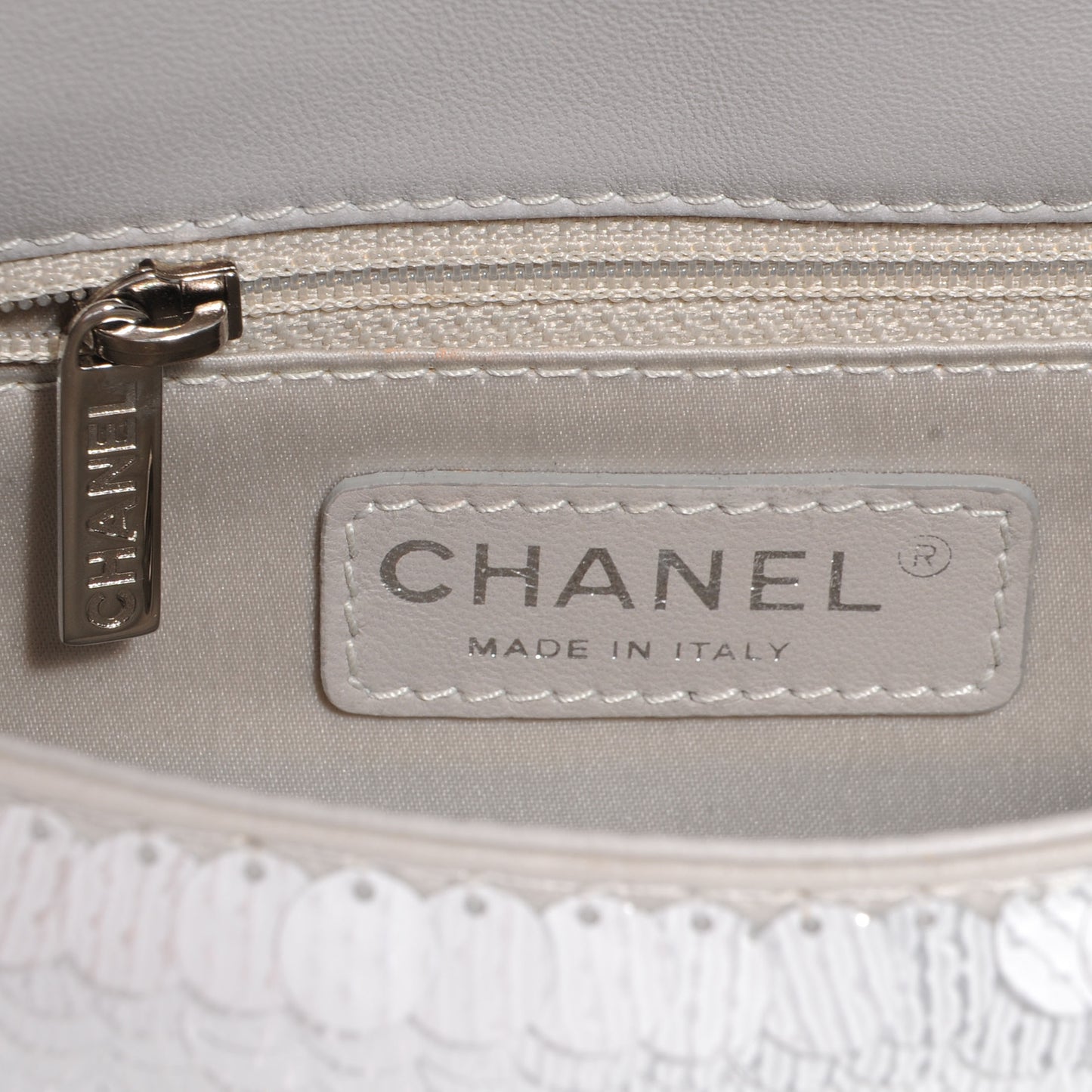 Sequin Paillette Small Flap Silver