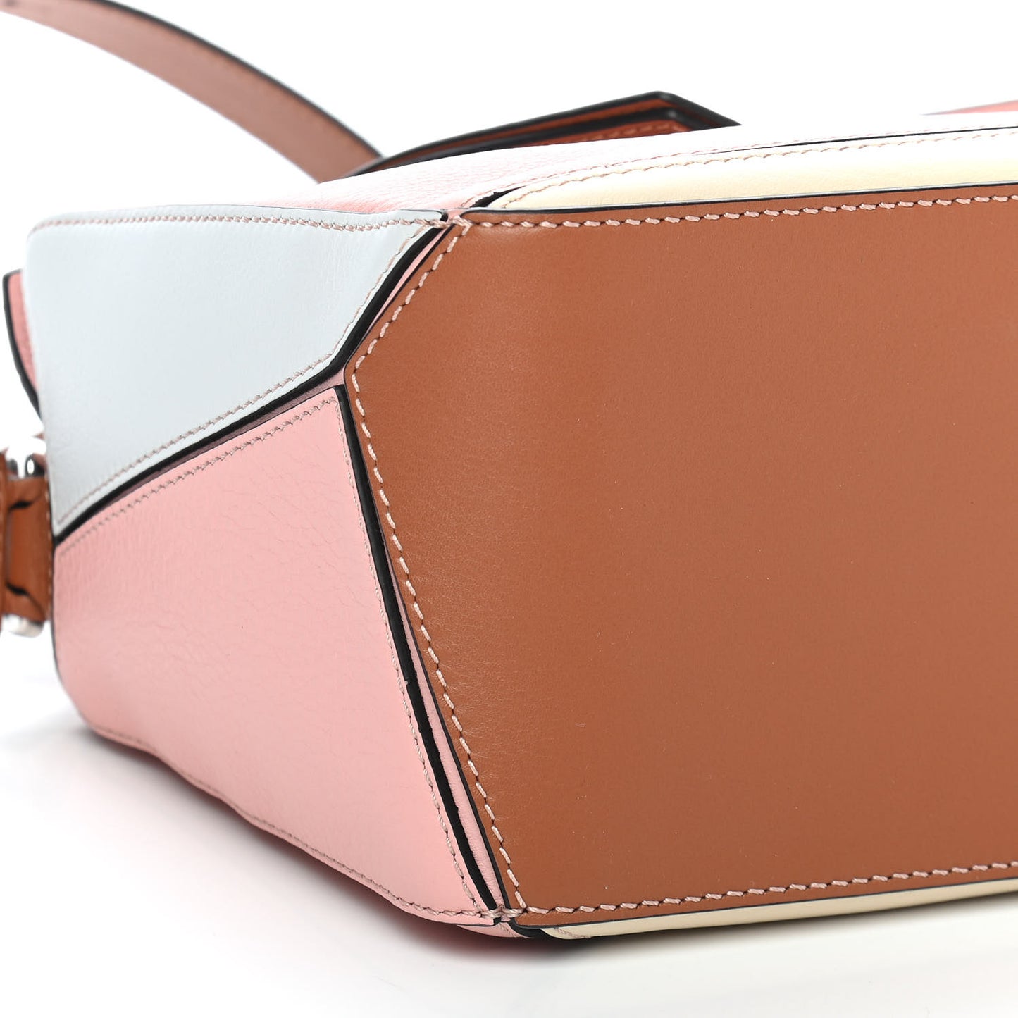 Calfskin Small Puzzle Bag Soft Pink Tan White