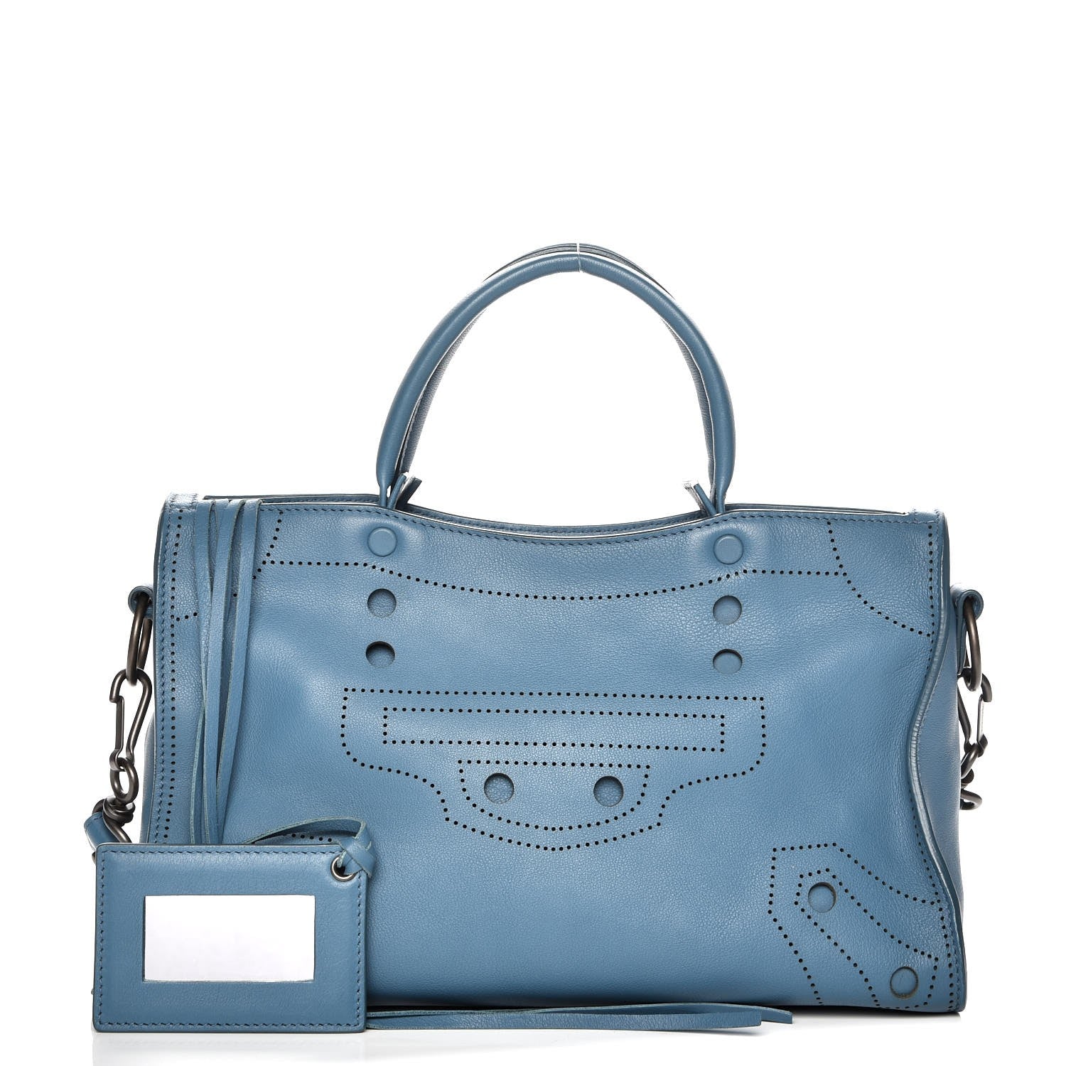 Balenciaga Veau Soyeux Perforated Blackout Hardware S City Bleu Canard 1 of 8
