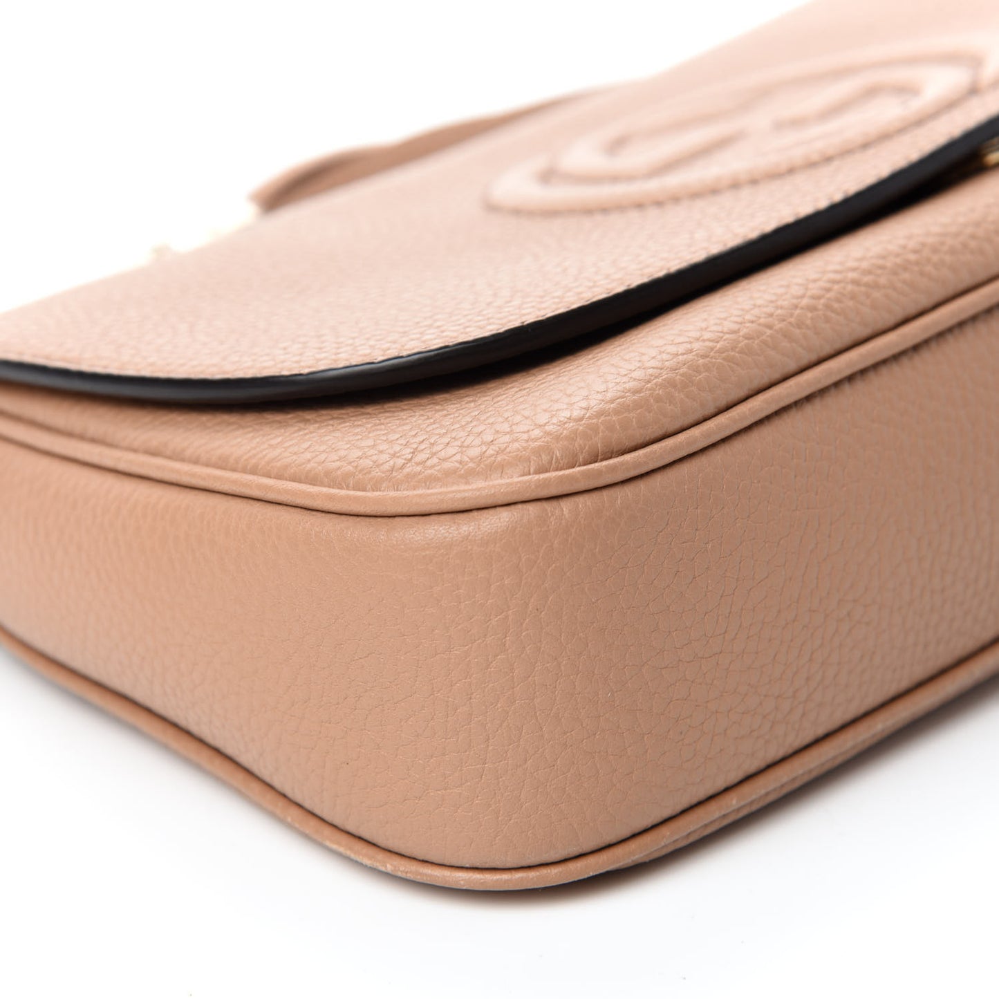 Pebbled Calfskin Medium Soho Flap Crossbody Camelia