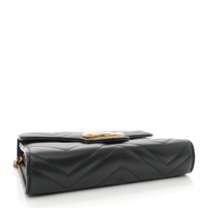 Gucci Calfskin Matelasse GG Marmont Chain Wallet Black 4 of 15
