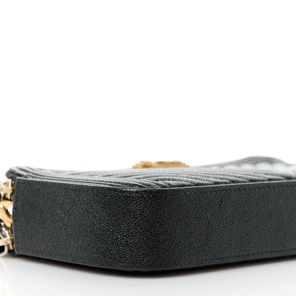 Chanel Caviar Chevron Small Boy Clutch With Chain Black 12 of 14