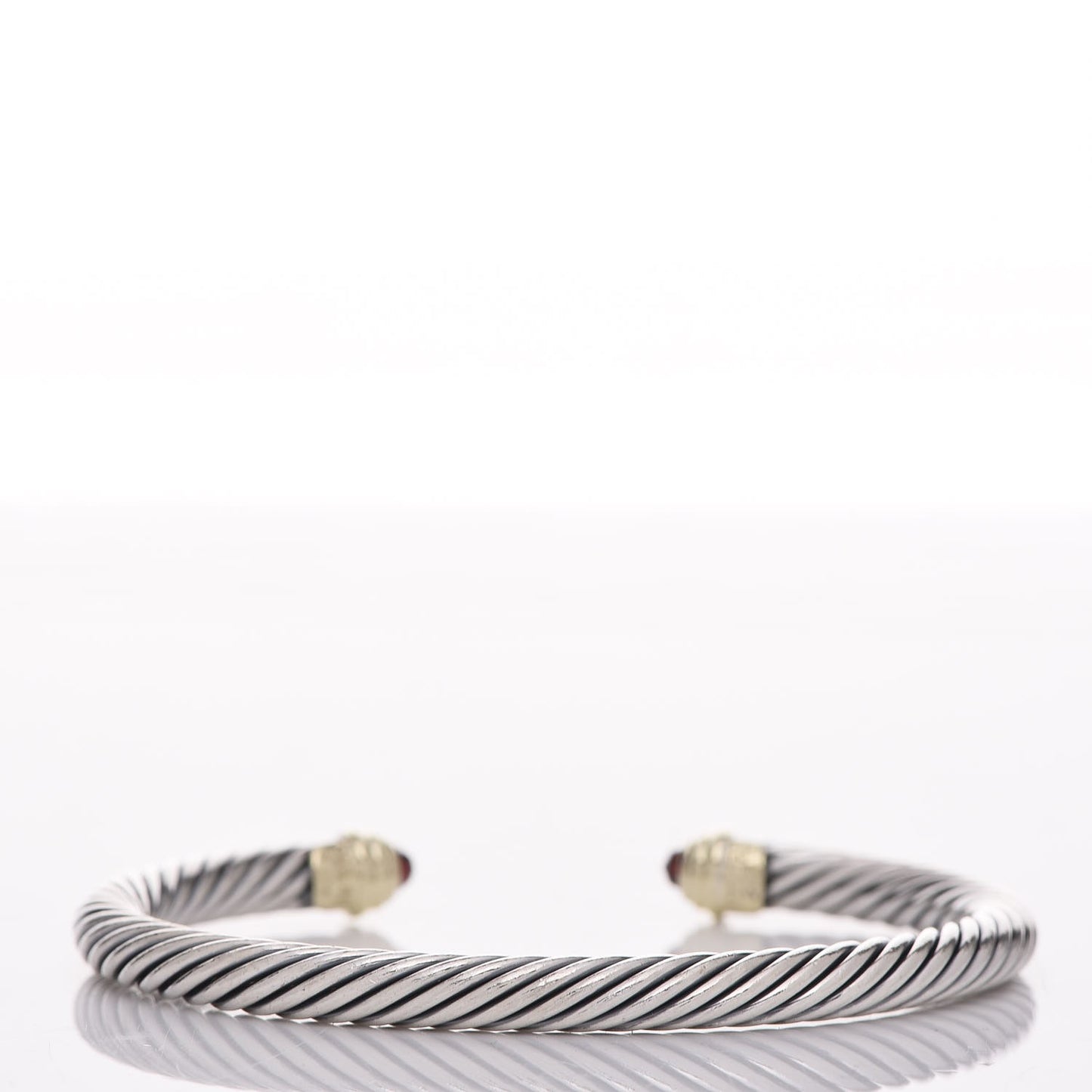 Sterling Silver 14K Yellow Gold Garnet 5mm Cable Classics Petite Color Bracelet