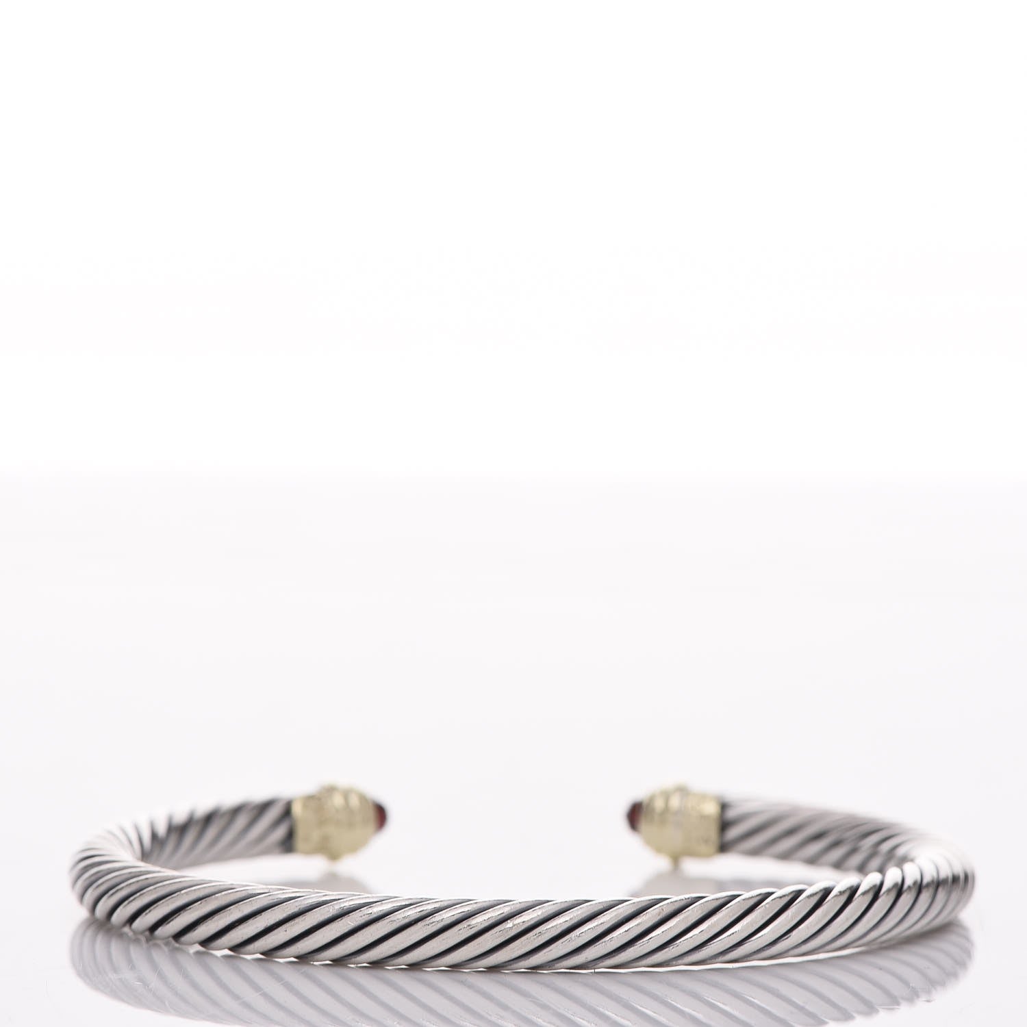 David Yurman Sterling Silver 14K Yellow Gold Garnet 5mm Cable Classics Petite Color Bracelet 3 of 5