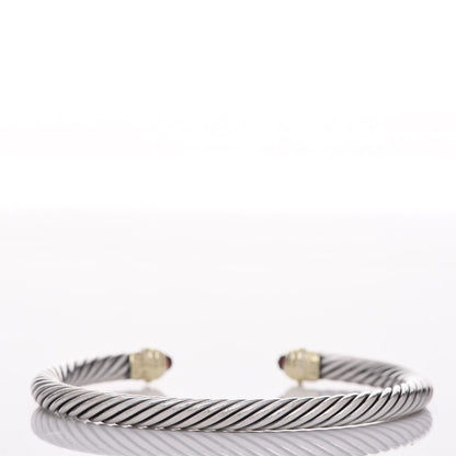 David Yurman Sterling Silver 14K Yellow Gold Garnet 5mm Cable Classics Petite Color Bracelet 3 of 5