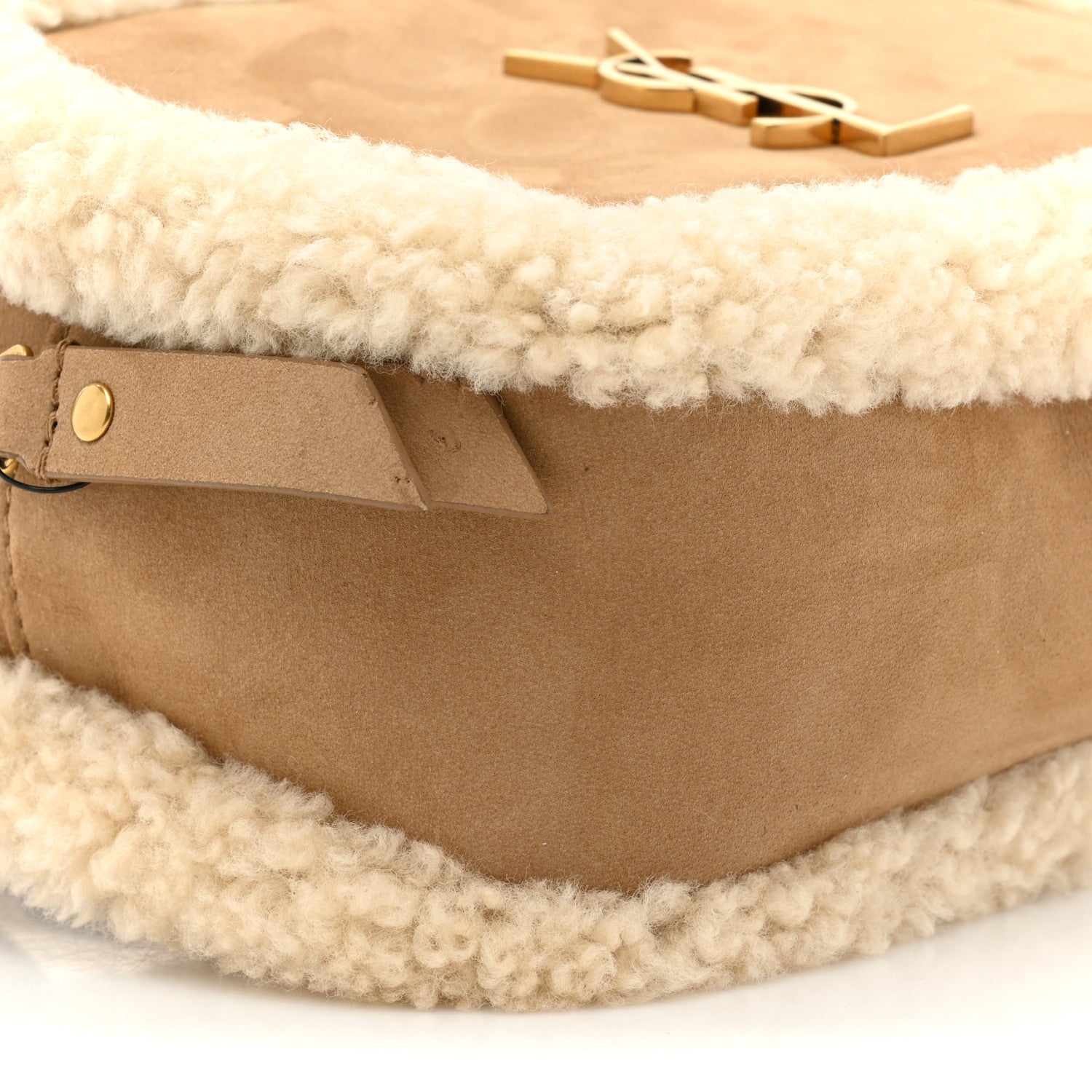 Saint Laurent Suede Shearling Lou Belt Bag Natural Tan 9 of 9