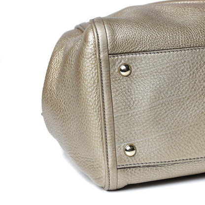 Gucci Metallic Pebbled Calfskin Medium Soho Shoulder Bag Golden Beige 8 of 13