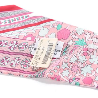 Hermes Silk Tapis Persans Twilly Rose Vert De Eau Creme 3 of 4