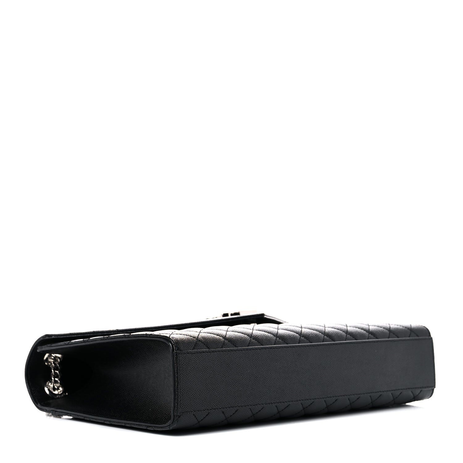 Saint Laurent Grain De Poudre Textured Mixed Matelasse Large Triquilt Monogram Satchel Black 3 of 8