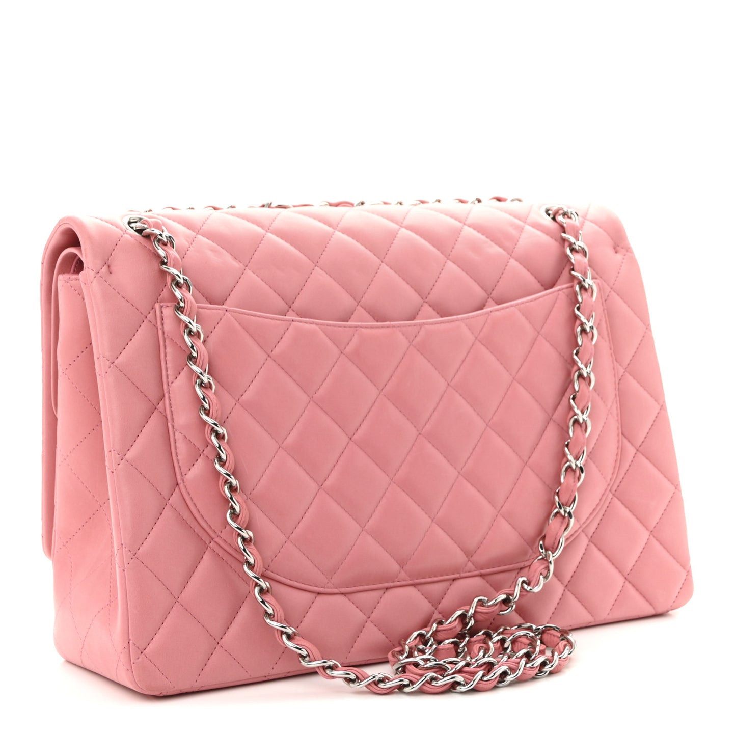 Lambskin Quilted Maxi Double Flap Pink
