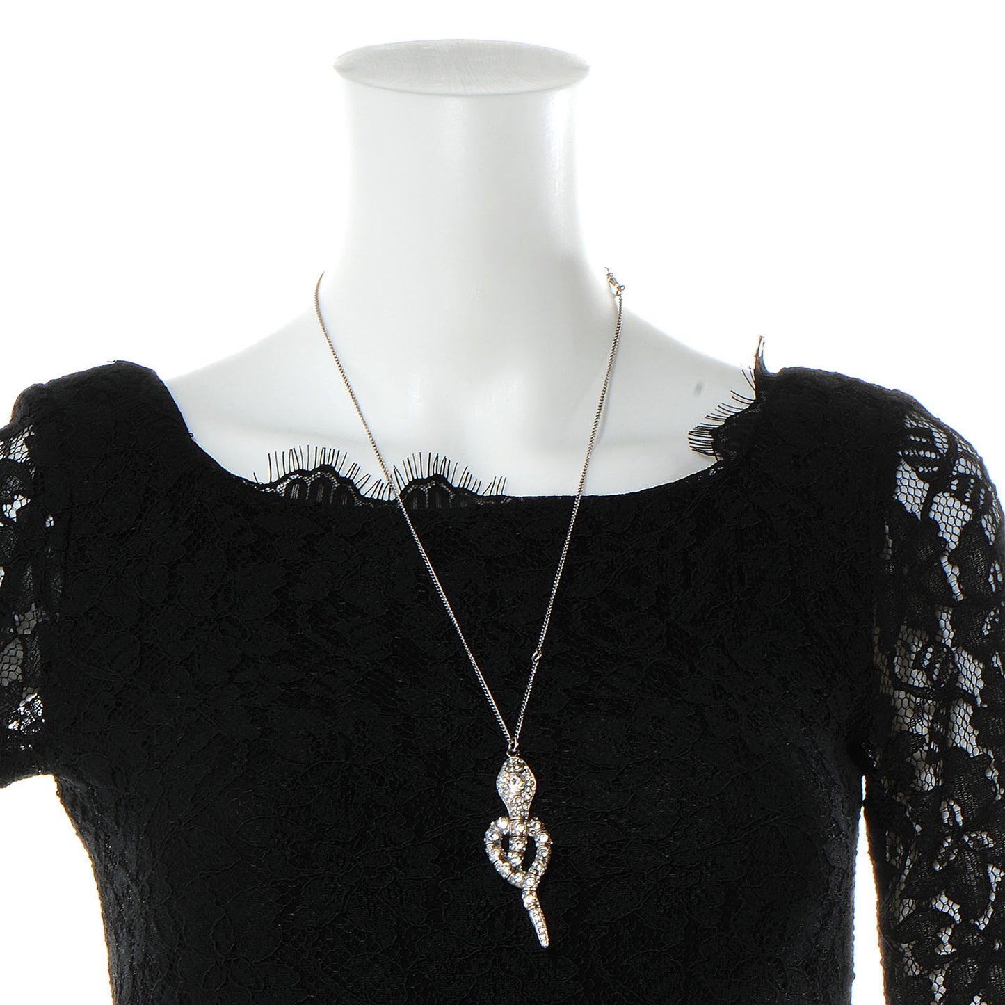 Crystal Serpent Snake Necklace Silver