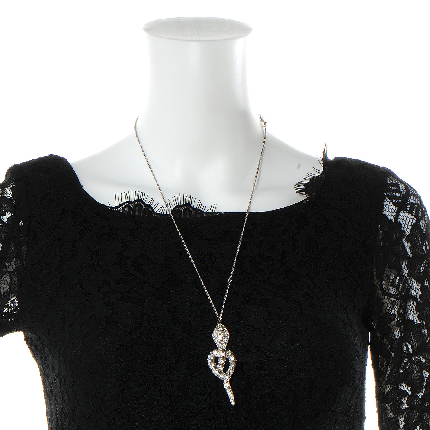 Chanel Crystal Serpent Snake Necklace Silver 2 of 4
