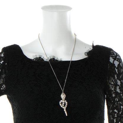 Chanel Crystal Serpent Snake Necklace Silver 2 of 4