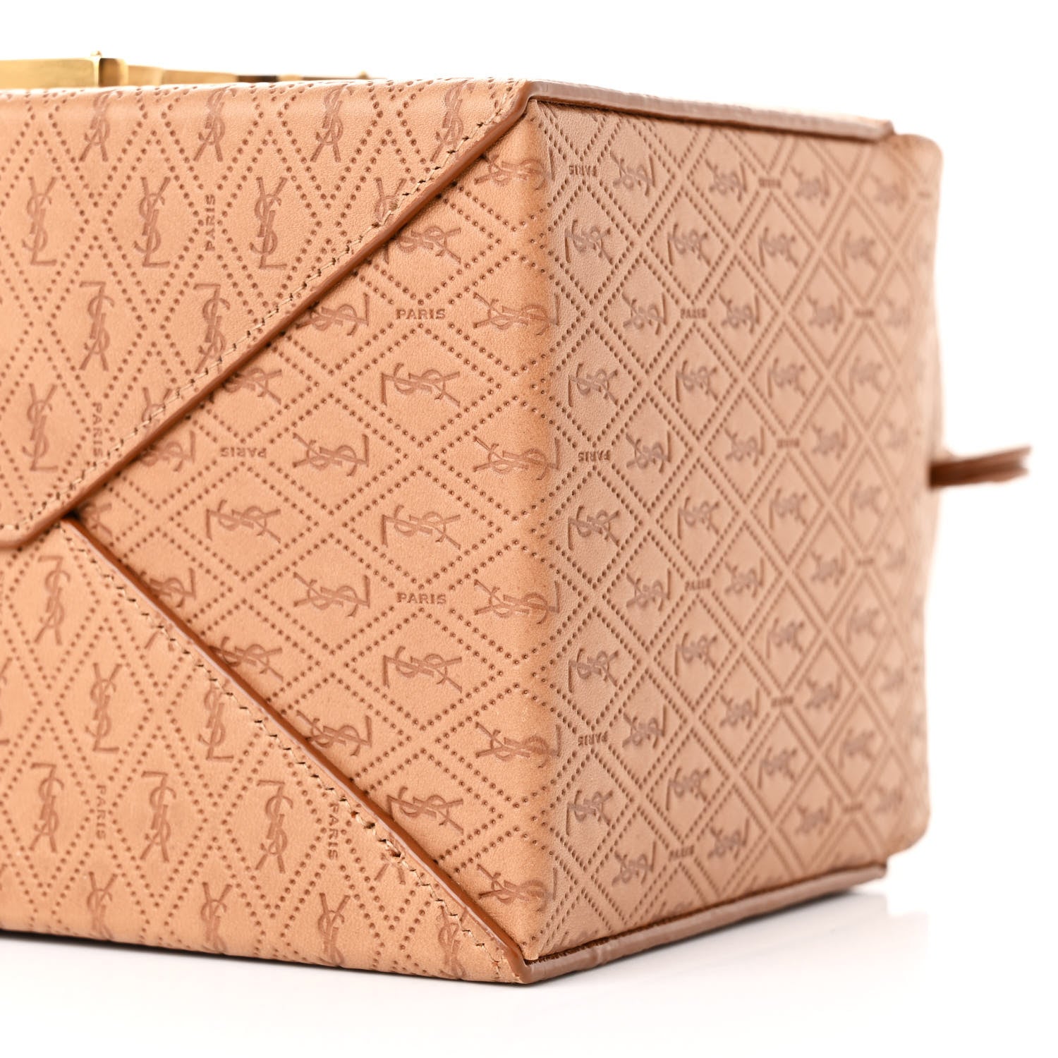 Saint Laurent Calfskin Monogram Take Away Box Dusty Vintage Brown Gold 10 of 11