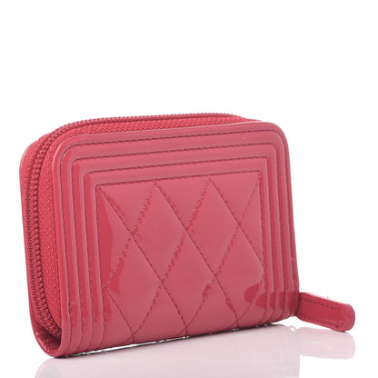 Chanel Patent Quilted Plexiglass Zip Around Boy Coin Purse Wallet Pink 3 of 9