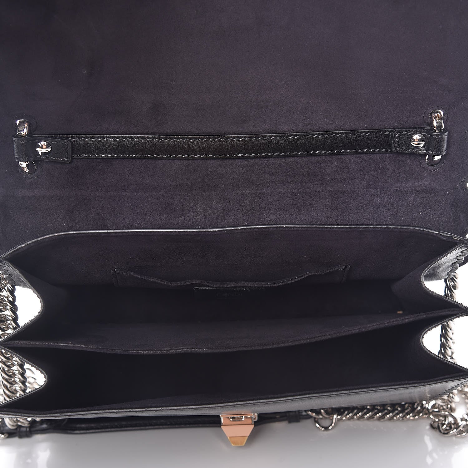 Fendi Vitello Liberty Scalloped Spike Studded Kan I Shoulder Bag Black Multicolor 8 of 10