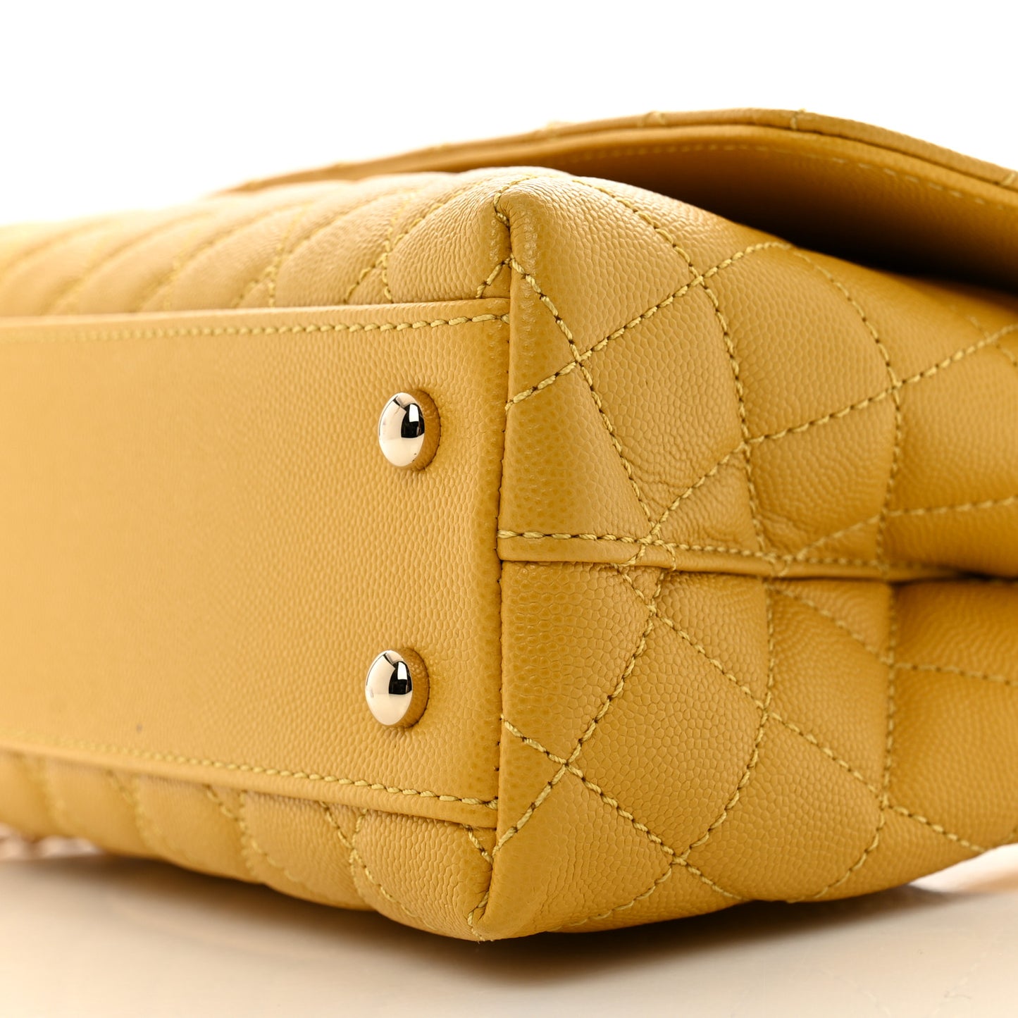 Caviar Quilted Mini Coco Handle Flap Yellow