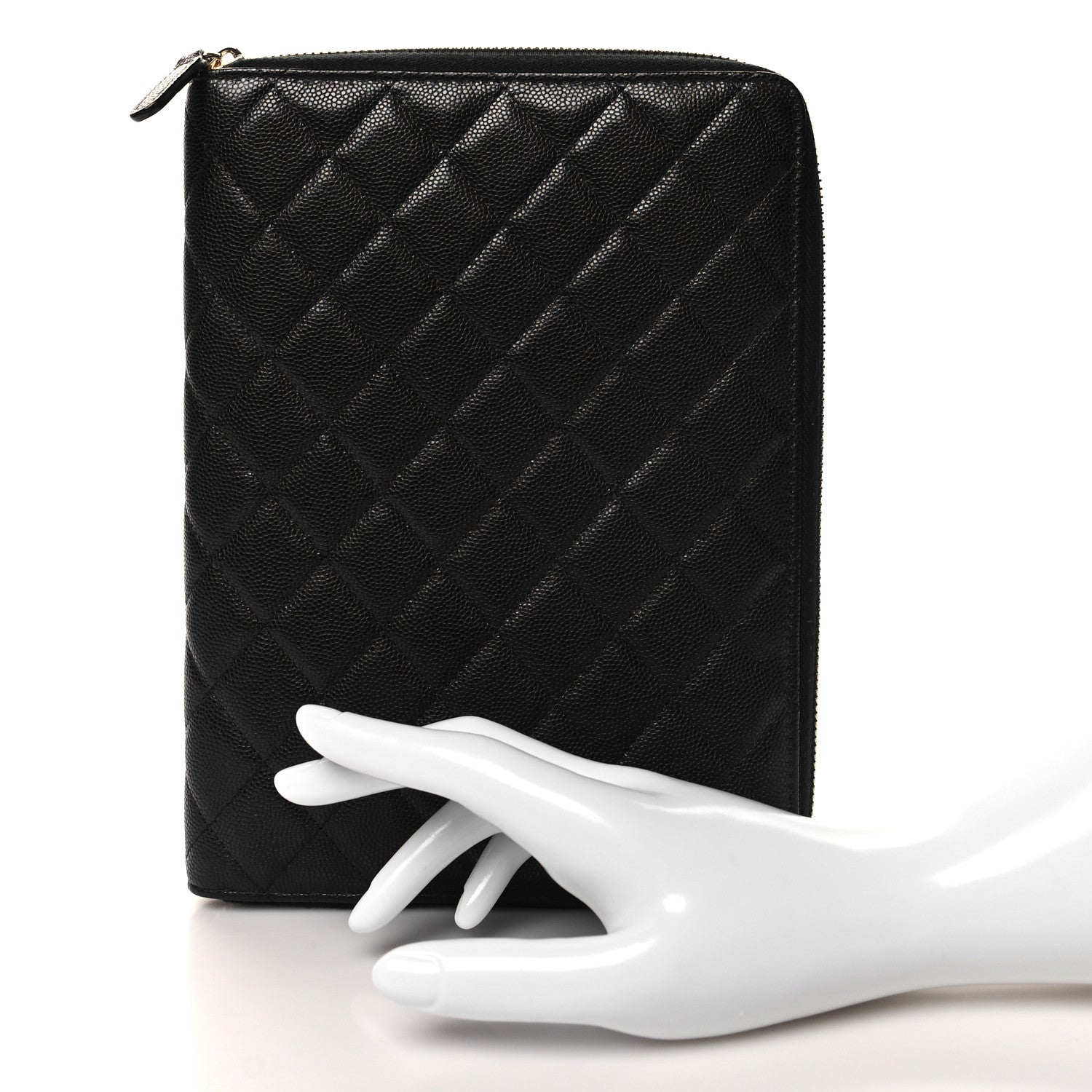 Chanel Caviar Quilted Zip Around Notebook Agenda Cover Black 2 of 12