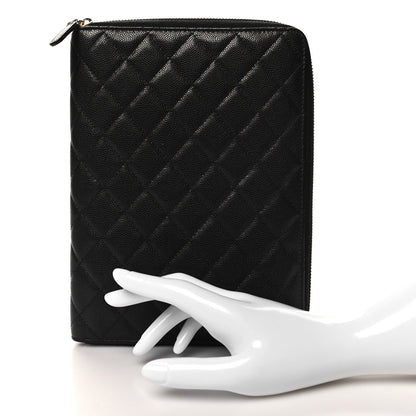 Chanel Caviar Quilted Zip Around Notebook Agenda Cover Black 2 of 12