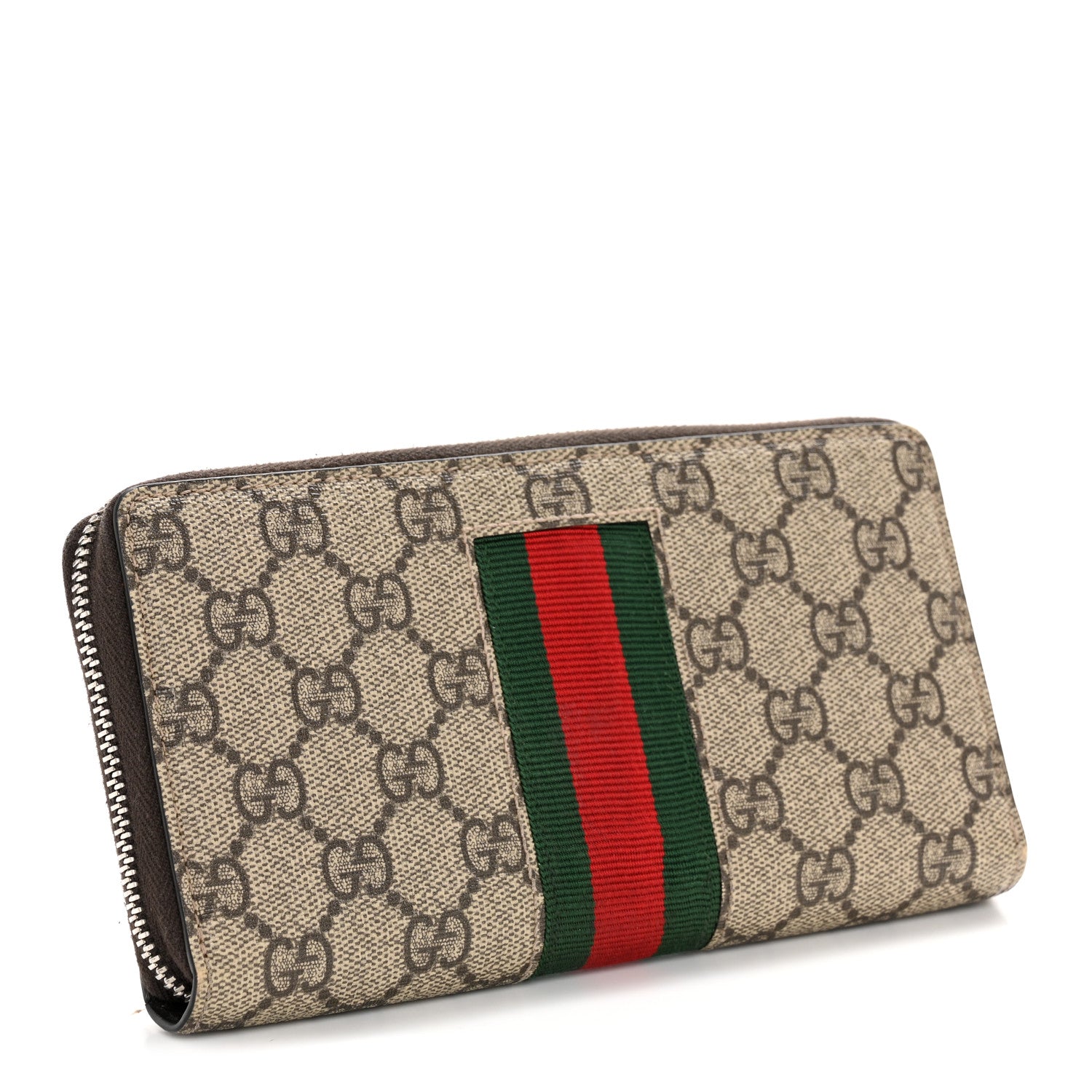 【美品・付属品付き】グッチGG Supreme Web Bee Zip Around Wallet Gucci GG Supreme Monogram Web Bee Zip Around Wallet Beige Cocoa