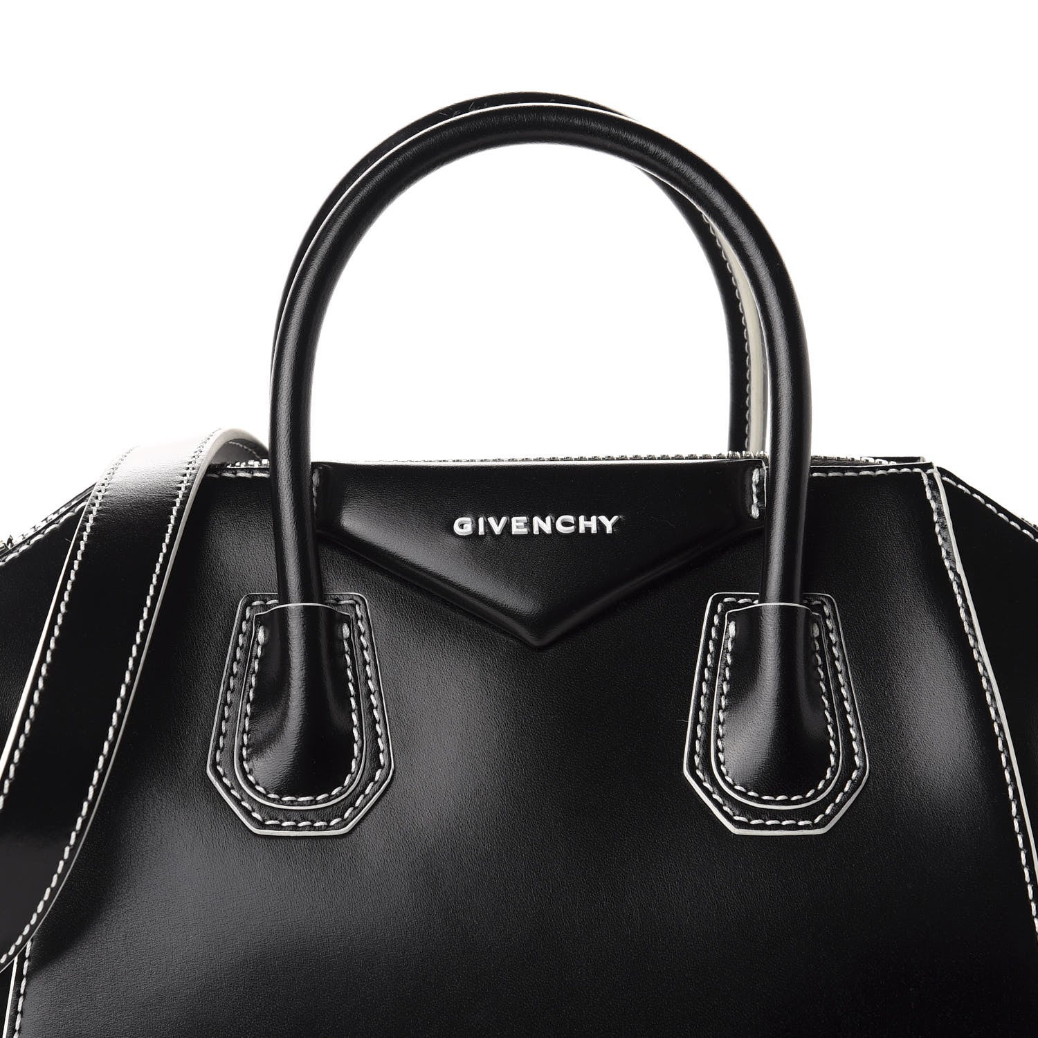 Givenchy Calfskin Contrast Topstitch Small Antigona Black White 10 of 10