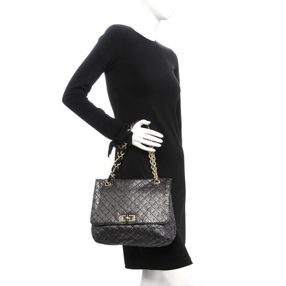 Lanvin Crackled Metallic Lame Quilted Happy Partage Bag Silver 2 of 8