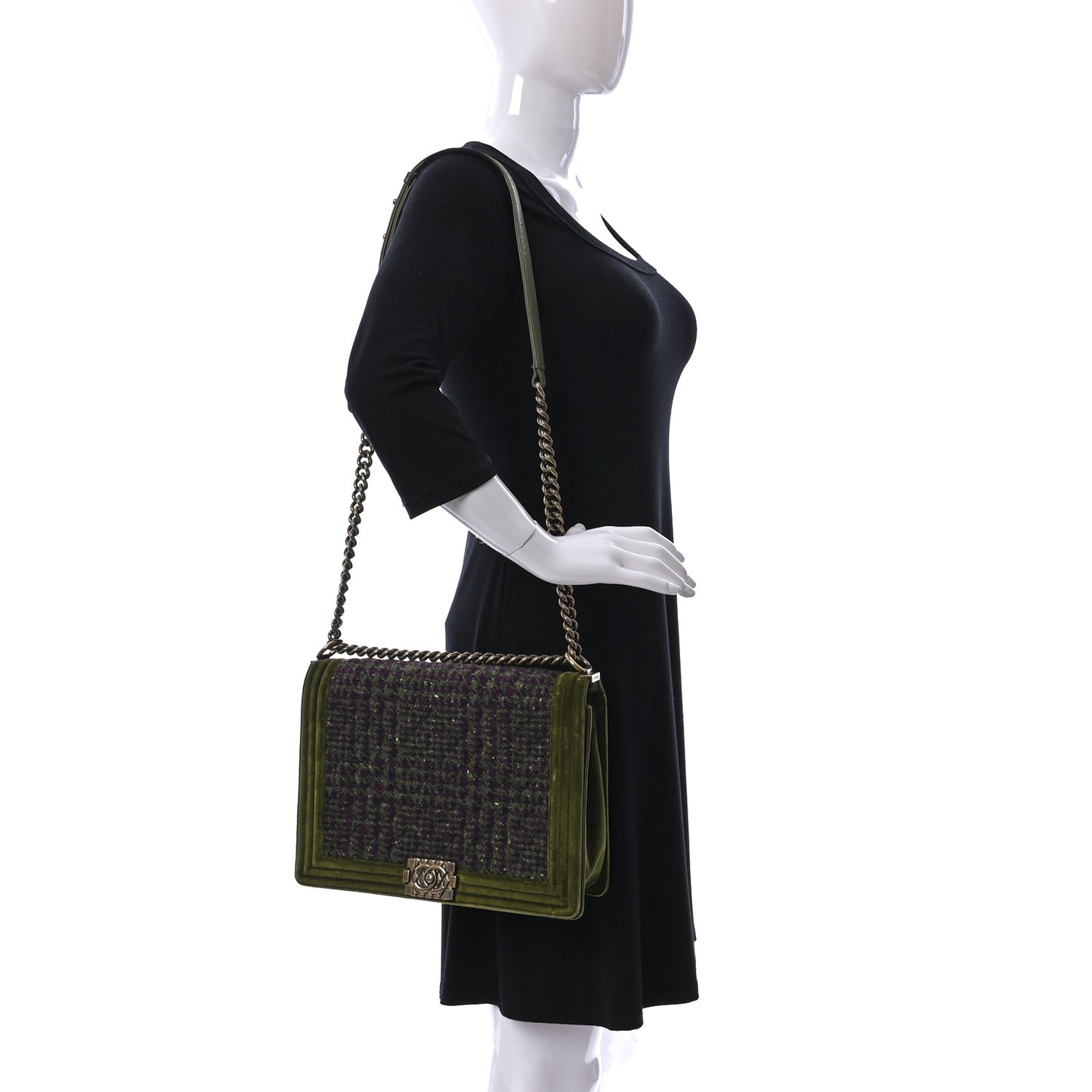 Velvet Tweed Large Boy Flap Green