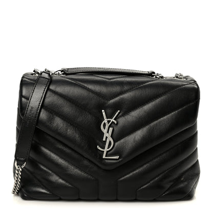 Saint Laurent Calfskin Y Quilted Monogram Small Loulou Chain Satchel Black 1 of 11