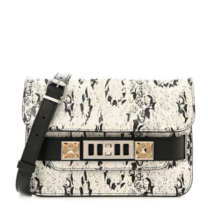 Proenza Schouler Calfskin Snake Embossed Mini PS11 Classic Shoulder Bag Optic White Black 1 of 10