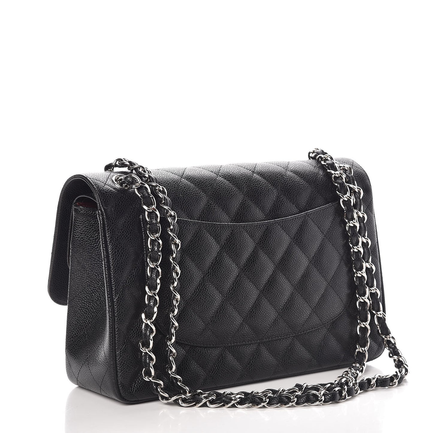 Caviar Quilted Jumbo Double Flap Black