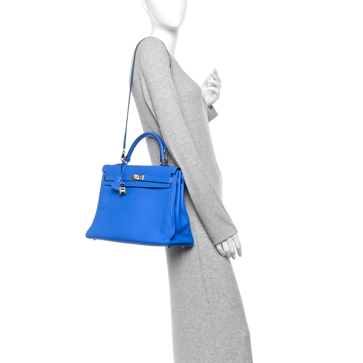 Hermes Taurillon Clemence Kelly Retourne 35 Bleu Hydra 2 of 13