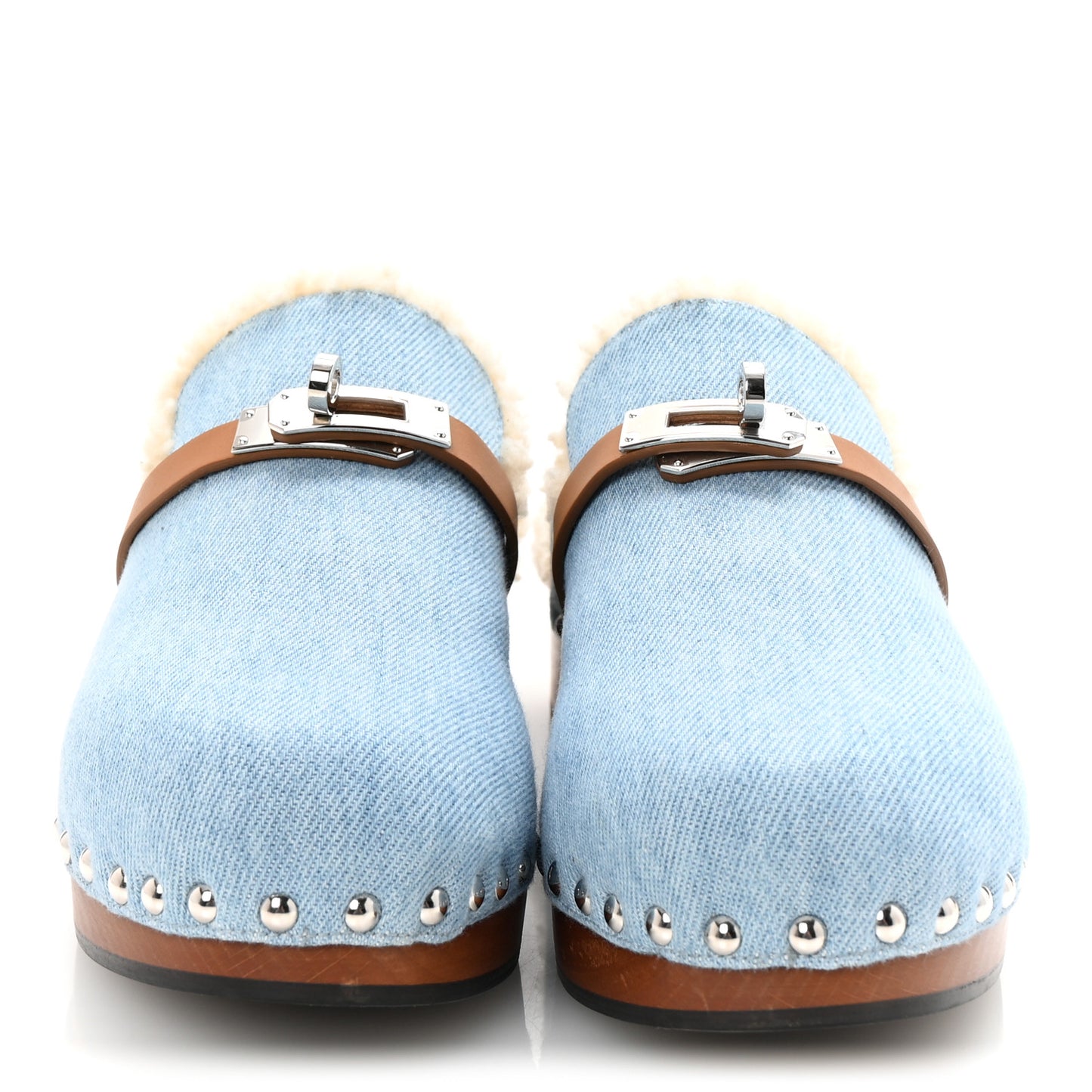 Denim Wool Carlotta Mules 37 Bleu Clair Naturel