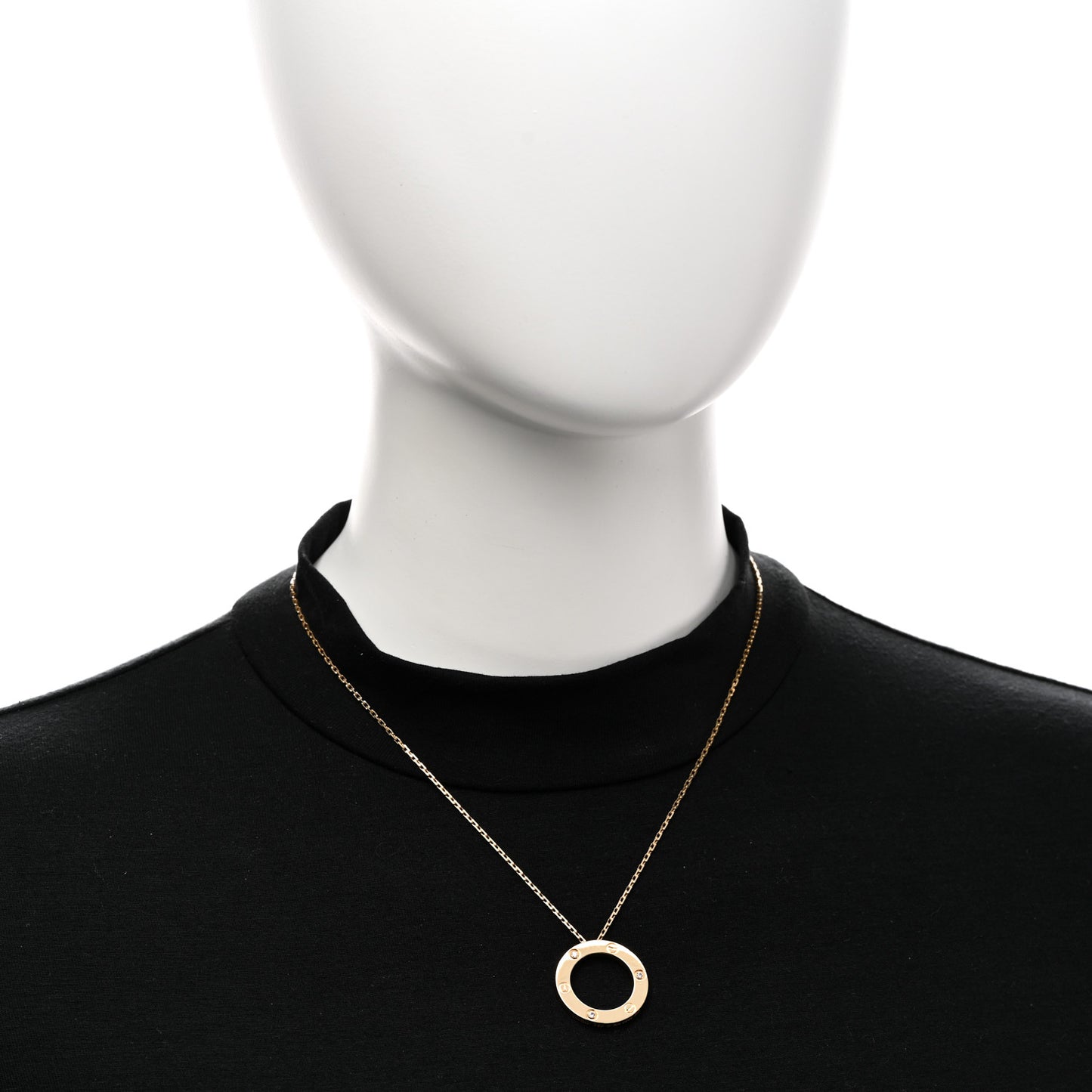 18K Yellow Gold 3 Diamonds LOVE Pendant Necklace