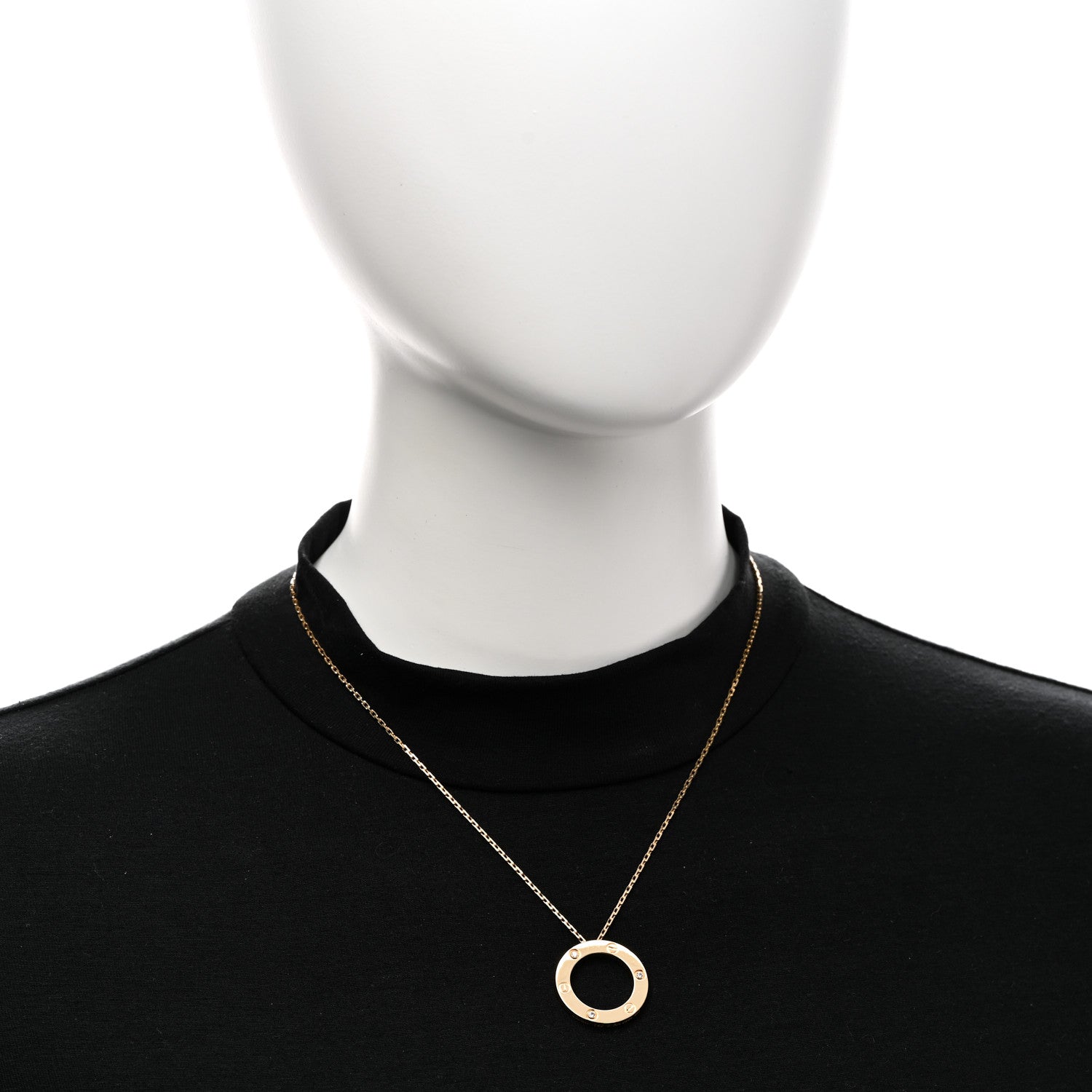 Cartier 18K Yellow Gold 3 Diamonds LOVE Pendant Necklace 2 of 6