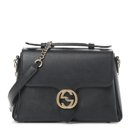 Gucci Dollar Calfskin Interlocking G Top Handle Shoulder Bag Black 1 of 7