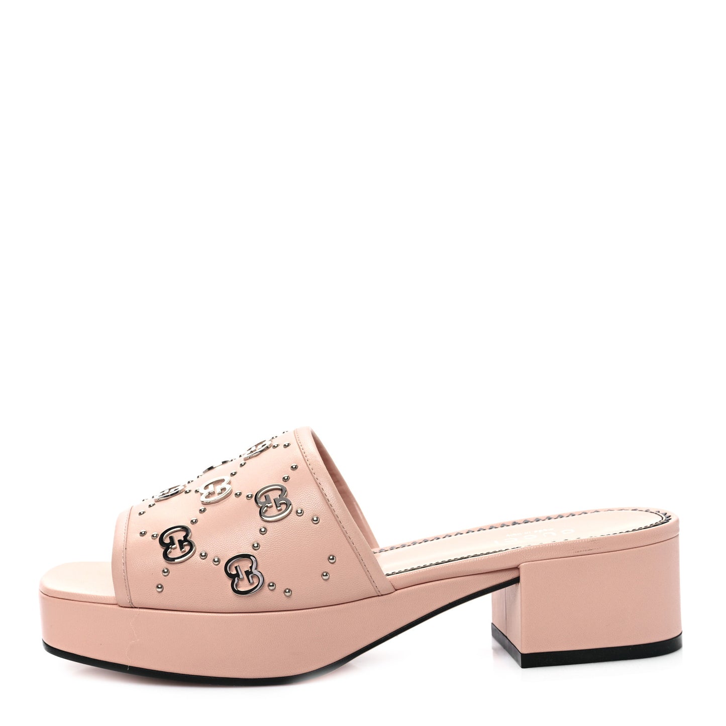 Malaga Kid Interlocking G Studs 25/85mm Platform Sandals 36.5 Perfect Pink
