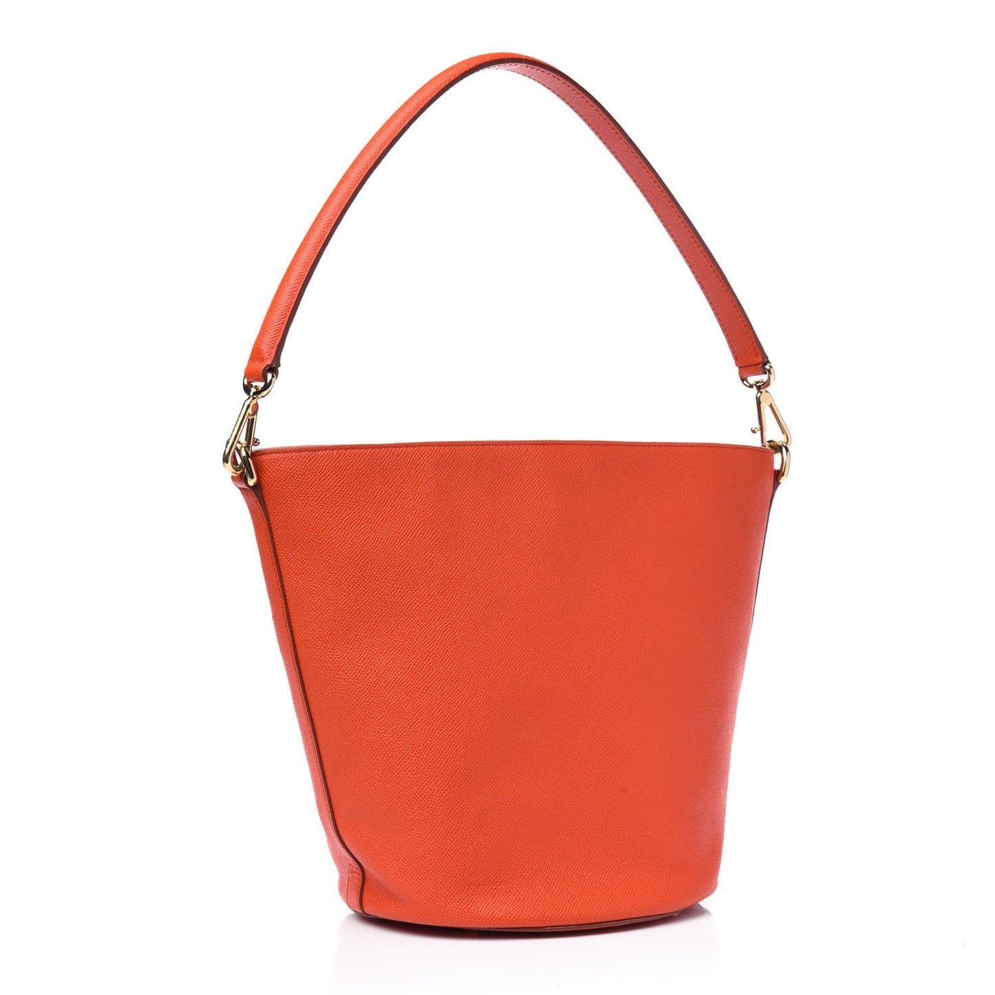 Textured Calfskin Bucket Tote Orange