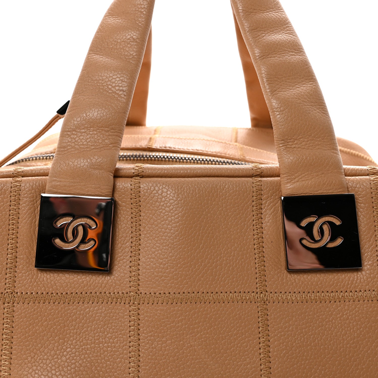 Chanel Caviar Square Stitched Bowler Beige 8 of 10