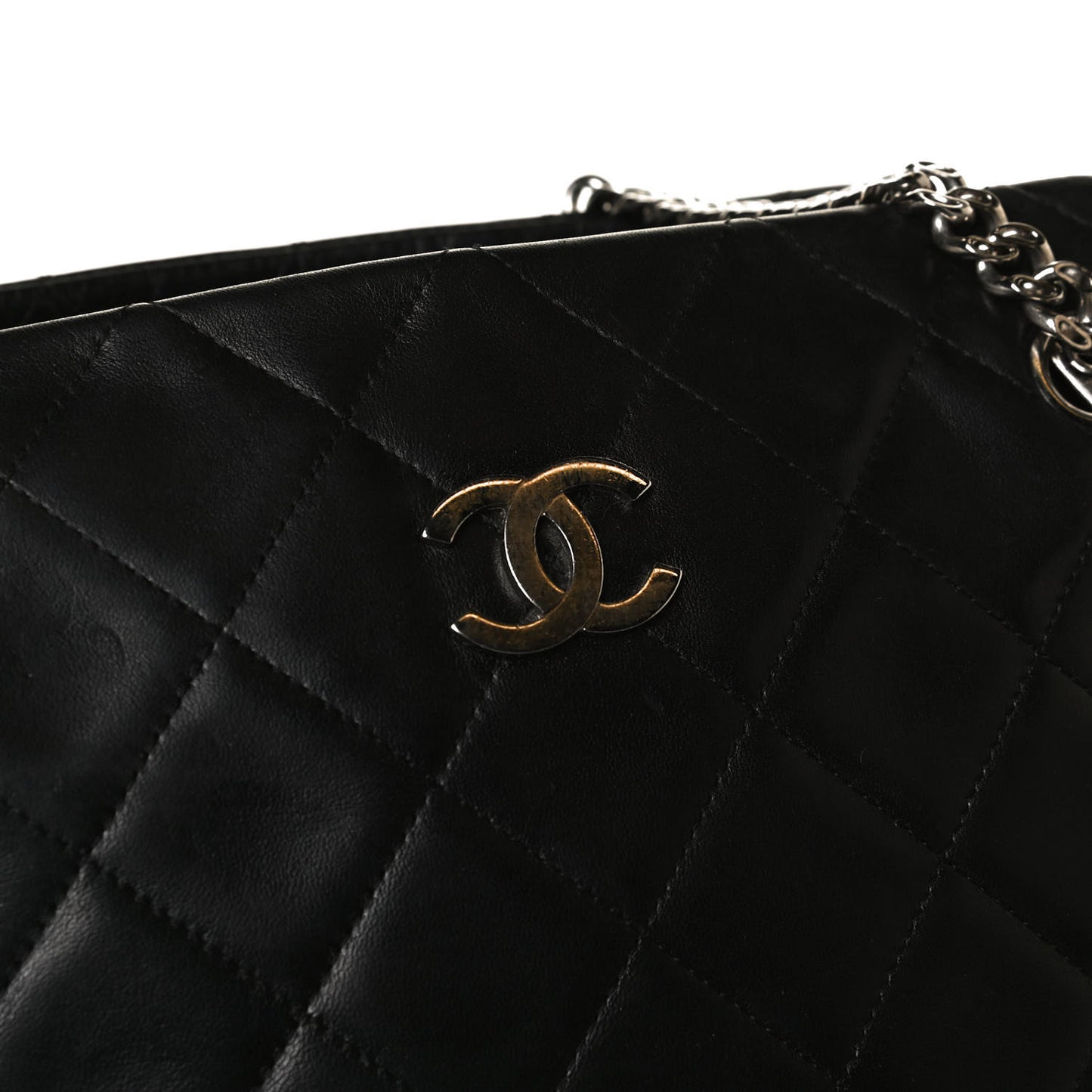 Lambskin Bijoux Chain Shopping Tote Black