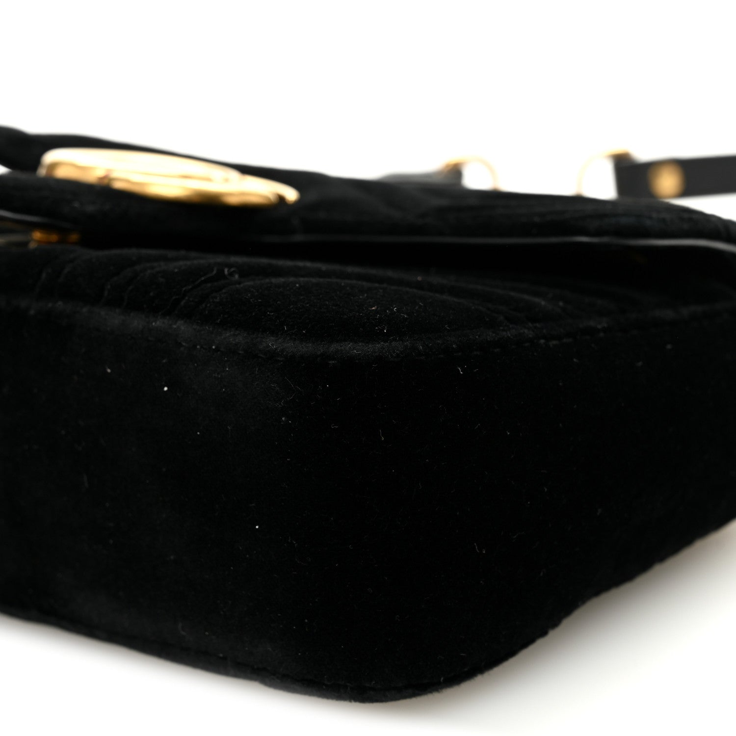 Gucci Velvet Matelasse Mini GG Marmont Shoulder Bag Black 10 of 10