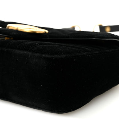 Gucci Velvet Matelasse Mini GG Marmont Shoulder Bag Black 10 of 10